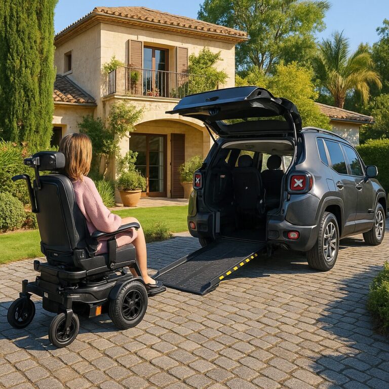 Jeep renegade Mobility E-Hybrid, adaptés pour la conduite, passager, transport en fauteuil roulant